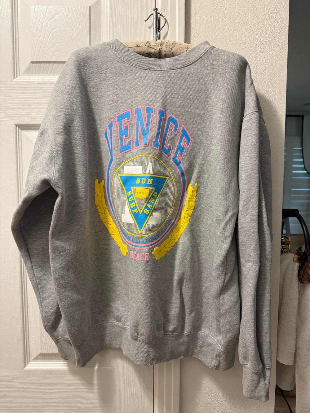 John Galt Venice Graphic Crewneck Sweatshirt - Gray